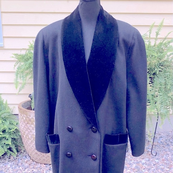 REDUCED: Karen Petites Black Wool Coat, no size shown - Picture 1 of 14